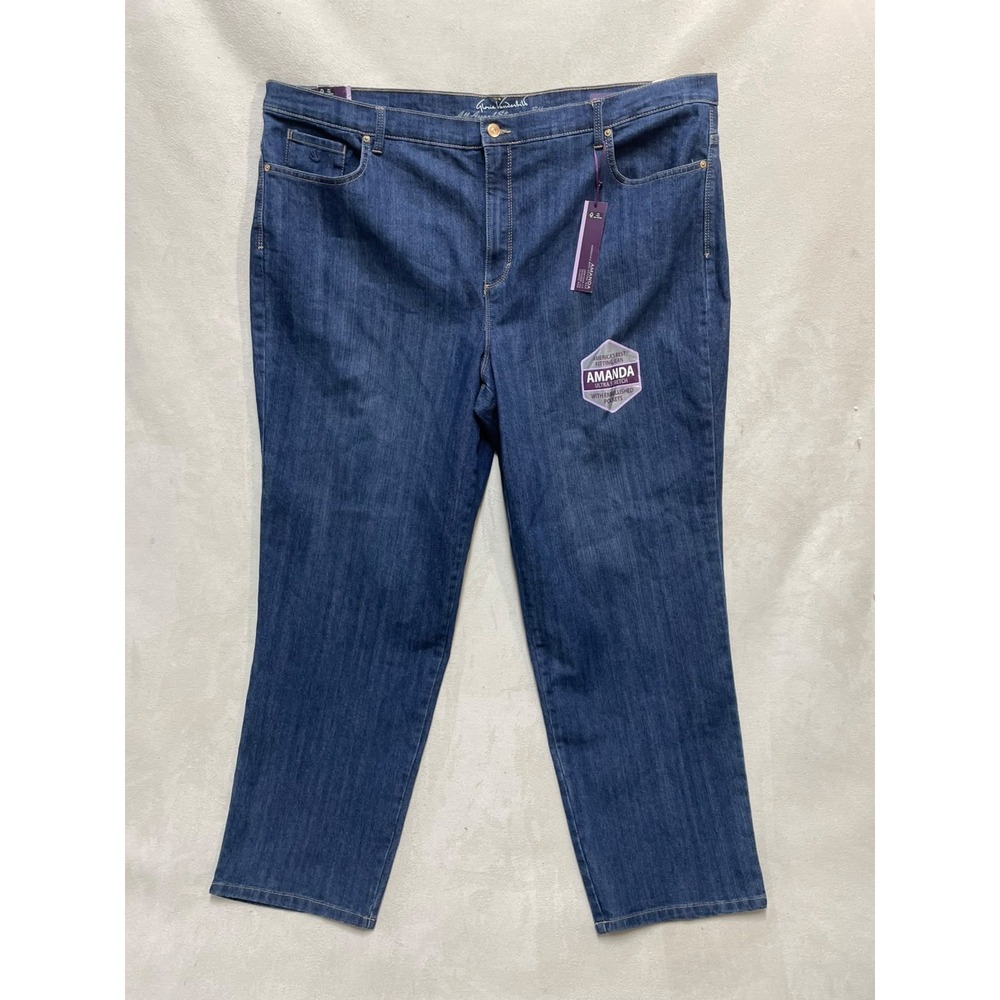 Gloria Vanderbilt Amanda Ultra Stretch Blue Jeans Womens 24W Average Embellished
